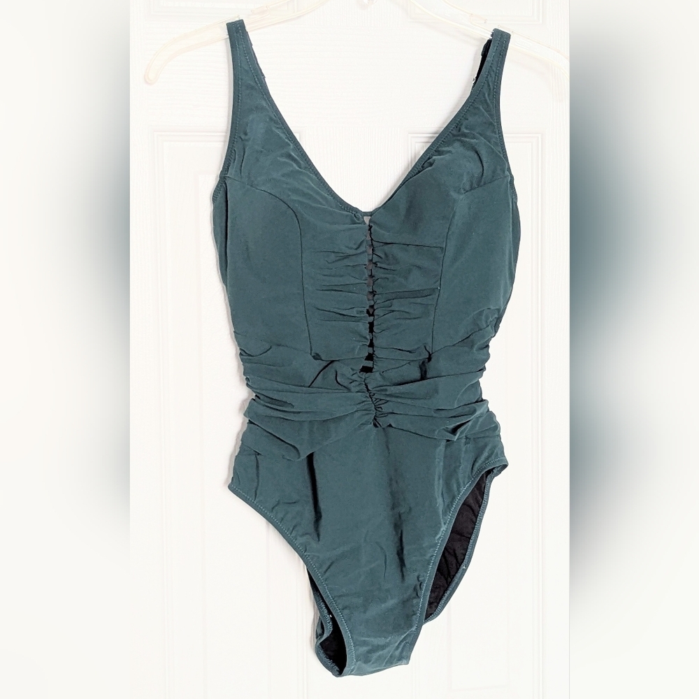 Profile By Gottex Women's (8) Green Bathing Suit/Swimsuit w/Cut-Outs & Ruching